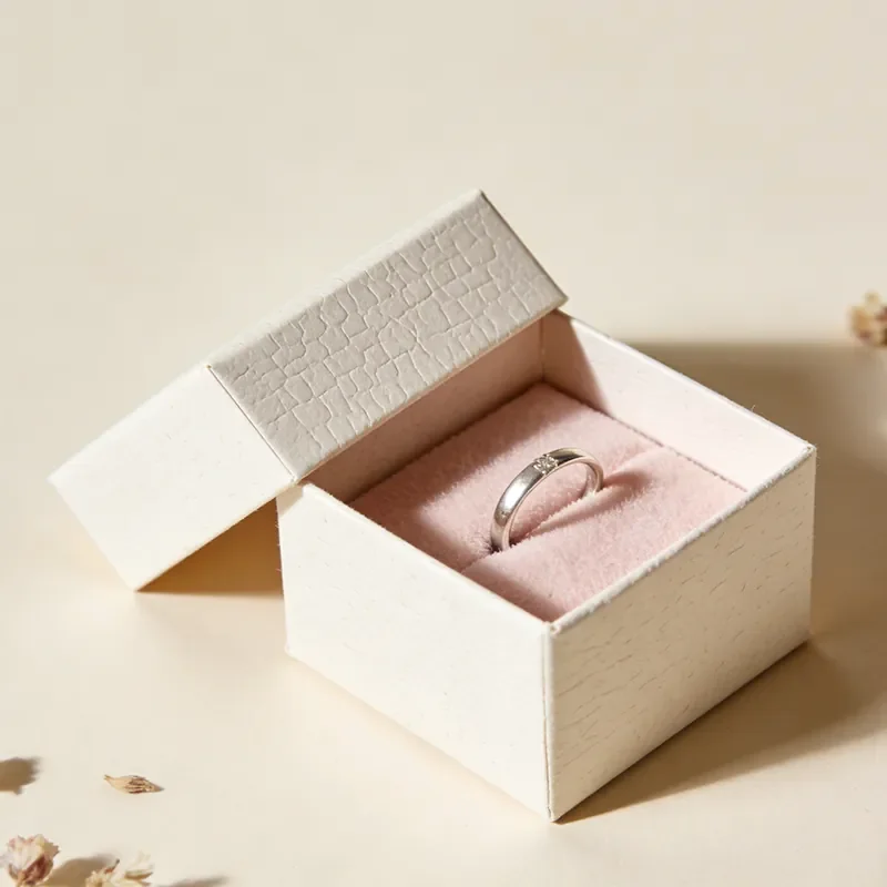 Deep embossing cream leather texture ring box Zhengyang Packaging Dongguan
