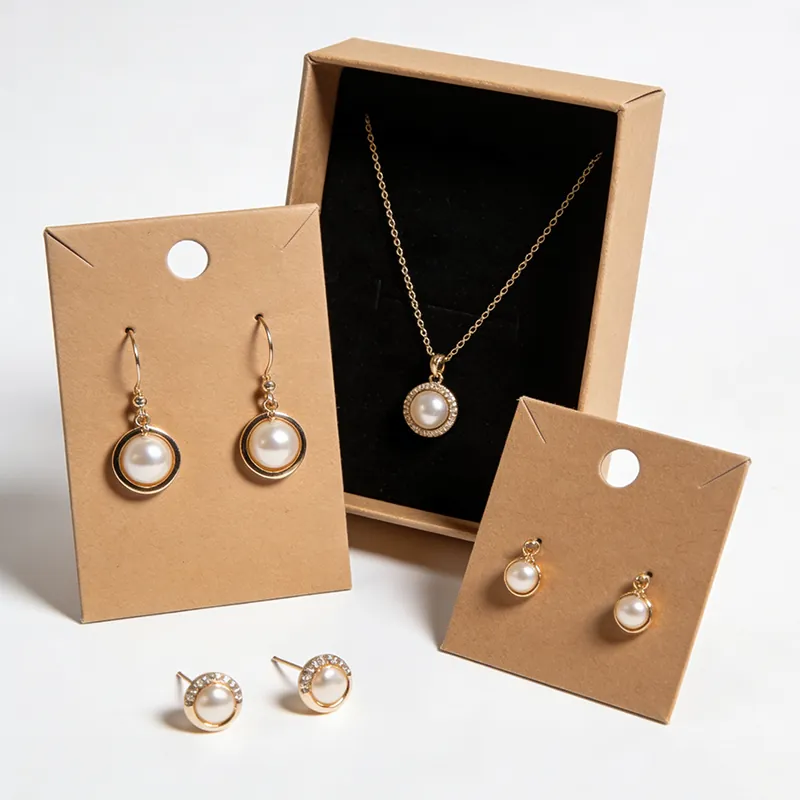 Jewelry display card closed state necklace earring ring card front view Zhengyang Packaging Dongguan China - Open View