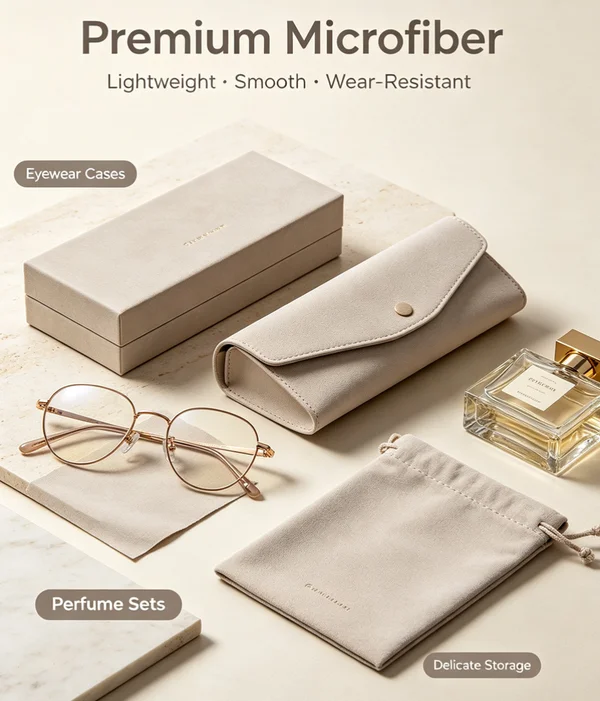 Light gray microfiber leather material Dongguan Zhengyang Packaging packaging surface material