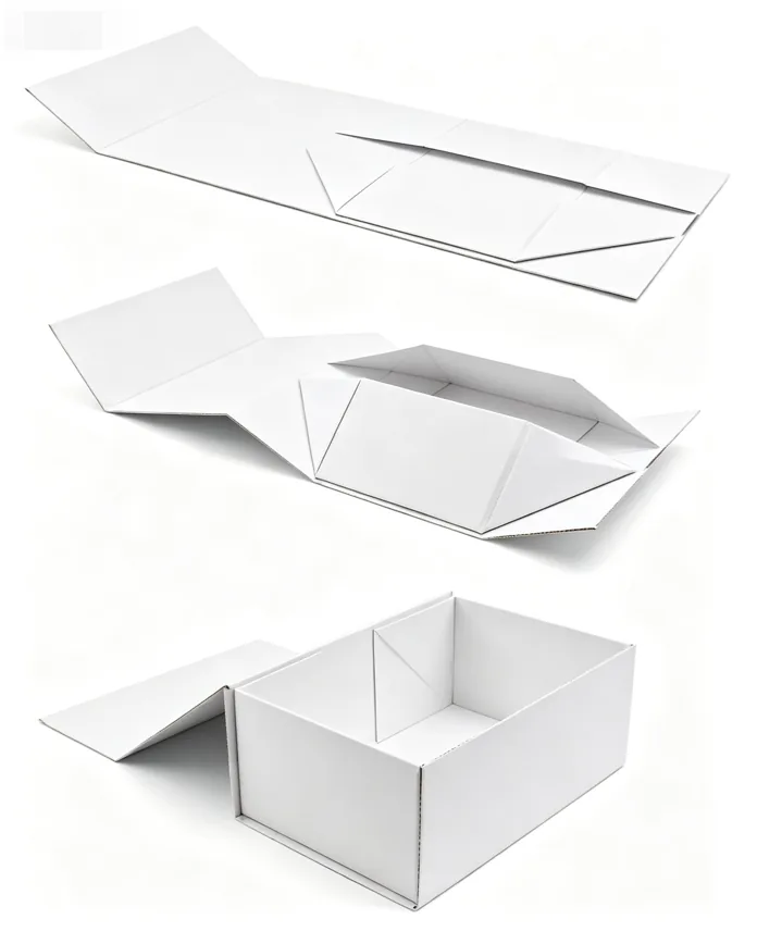 Die-cut structure diagram of the one-piece folding carton from case 2, showing the fold lines and panel layout on the die